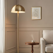 Modern Brass and Marble Cylindrical Floor Lamp